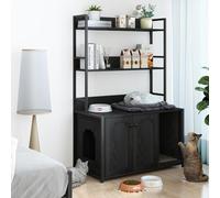 Armoire pour chat avec bibliothèque, arbre à chat avec armoire à litière, armoire à litière pour chat, armoire à litière avec 3 niveaux et entrée, 89 x 45 x 132 cm, armoire cachée avec porte, maison
