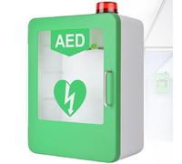 Armoire pour DAE Armoire de rangement for défibrillateur AED avec éclairage et système d'alarme, commande à double interrupteur trousse premiers secours(Green)