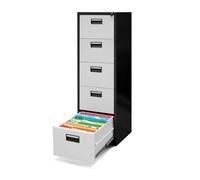 Armoire à dossiers suspendus Armoire à dossiers avec 5 tiroirs Tôle d'acier Revêtement époxy 162 cm x 46 cm x 62 cm (h x l x p) Anthracite-blanc