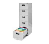 Armoire pour Dossiers Suspendus Métallique avec 5 Tiroirs Revêtement en Poudre Tôle d'acier 162 cm x 46 cm x 62 cm (Gris)