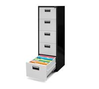 Armoire pour Dossiers Suspendus Métallique avec 5 Tiroirs Revêtement en Poudre Tôle d'acier 162 cm x 46 cm x 62 cm Anthracite/Blanc