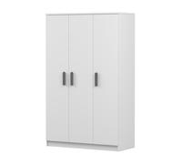 Armoire pour enfants 120 cm - blanc/blanc avec poignées grises, tringle à vêtements & étagères JONAS 19