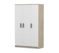 Armoire pour enfants 120 cm - Sonoma/blanc avec poignées grises, tringle à vêtements & étagères JONAS 19