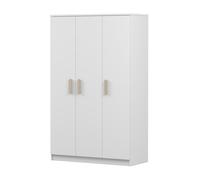 Armoire pour enfants JONAS 120 cm - blanc/blanc avec poignées sonoma, avec tringle à vêtements & étagères