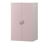 [en.casa] Armoire de Chambre pour Enfants Meuble de Rangement à 2 Portes Penderie pour Vêtements Stable Pratique Élégant Chambre d'enfant MDF Panneau de Particules 123 x 60 x 40 cm Blanc Rose