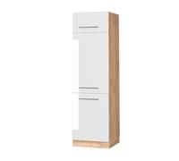Armoire pour frigo Fame-Line 60cm Blanc Haute brillance/Chêne de force doré Vicco 38407