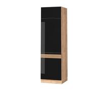Vicco armoire pour frigo Fame-Line, Chêne noir brillant/chêne doré, 60 cm