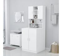 Armoire Pour Lave-Linge Lot 1 Bois Contreplaqué Blanc 71x71,5x91,5 Cm Murale Blanc