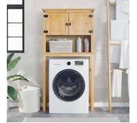 Armoire pour machine à laver - vidaXL - Pin massif - 85x29x165 cm - Brun - 2 portes - 1 étagère ouverte