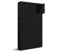Armoire pour objets de valeur 3B4A Casier Armoire à casiers Armoire à casiers métalliques Vestiaire Tôle d'acier vernie par poudre Choix de couleur 185x90x40cm Noir