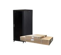 Armoire Rack 19" pour Réseaux 32U (A) 1610, (L) 600, (P) 800 Couleur Noir Porte Verre DISSEMBLÉ