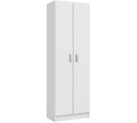 Habitdesign Armoire à chaussures multifonction 2 portes 6 étagères 180 x 59 x 37 cm Blanc mat