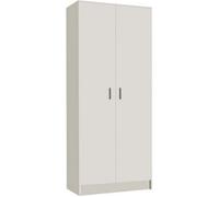 Armoire rangement nettoyage 2 portes en mélamine coloris blanc - Dim :H180 x L73 x P37 cm