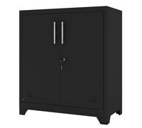 Armoire Rangement YITAHOME 2 Portes Métal avec Clés 2 Étagères Réglables Meuble de Tri Bureau Maison Salle de Bain Noir