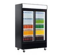 Armoire réfrigérée à boissons - 908L - 2 portes coulissantes vitrées - 0/+10°C - Intérieur blanc, LED