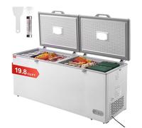 Congélateur bahut VEVOR, 19,8 pieds cubes / 561 L Congélateur bahut avec partie supérieure divisée & double couvercle verrouillable, Congélateur bahut commercial indépendant & 4 paniers amovibles
