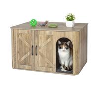 Armoire Relaxdays pour litière, avec entrée et tapis ramasse-litière, H x L x P : 50 x 85 x 49 cm, marron