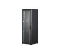 Armoire réseau debout Unique 19" 36U rack 600x600, porte avant en verre, noir, 800kg 1787x600x600 mm, couleur noire (RAL 9005)