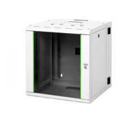 Armoire réseau suspendue Unique 19" 12U rack 600x600, porte en verre, grise, divisée, assemblée, 100kg double sectionnée, pivotante, grise (RAL 7035)