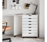 vidaXL Armoire roulante avec Bureau Moss Blanc Bois de pin Solide, Commode, Armoire à tiroirs, Armoire de Rangement Bureau, classeur