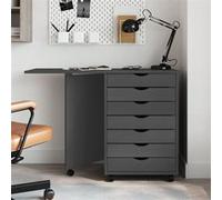 vidaXL Armoire roulante avec bureau MOSS gris bois de pin solide