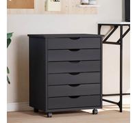Vidaxl Armoire Roulante Avec Tiroirs Moss Gris Bois De Pin Solide Marron