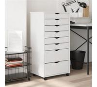 vidaXL Armoire roulante avec tiroirs MOSS – blanc, bois de pin solide