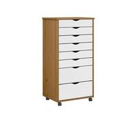 Armoire roulante avec tiroirs MOSS bois de pin marron miel