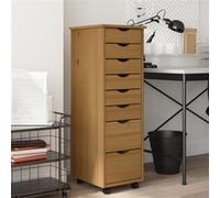 Vidaxl Armoire Roulante Avec Tiroirs Moss Bois De Pin Marron Miel Marron