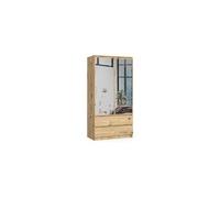 Armoire s90 chêne artisan 90 cm 2 portes 2 tiroirs façade chêne artisan 4 étagères 90x51x180 cm