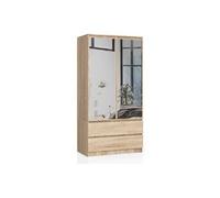 Armoire s90 chêne sonoma 90 cm 2 portes 2 tiroirs façade chêne sonoma 4 étagères 90x51x180 cm