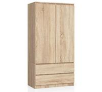 Armoire S90 Chêne Sonoma 90 cm 2 portes 2 tiroirs façade Chêne Sonoma 4 étagères 90x51x180 cm