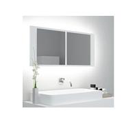 Armoire Salle de Bain à Miroir LED Rangement Toilette Blanc Acrylique vidaXL