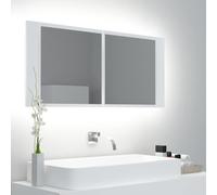 Armoire Salle de Bain à Miroir LED Rangement Toilette Blanc Acrylique vidaXL