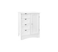 Armoire salle de bain commode avec 4 tiroirs et porte blanc robuste 55x81x30 cm Blanc G