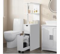 Armoire Salle de Bain Étroite EUGAD - Meuble d'Appoint avec roulettes - 19x45x113cm - Blanc