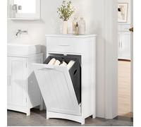 Armoire Salle de Bain - EUGAD Meuble WC avec Panier à Linge - 42x30x82cm - Blanc