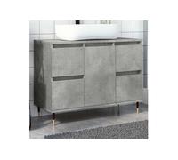 Vidaxl Armoire Salle De Bain Gris Béton 80x33x60cm Bois D'ingénierie Marron