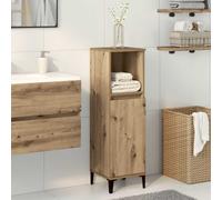 vidaXL Meuble de salle de bain mural avec porte et miroir – Chêne noir – 30x30x100 cm