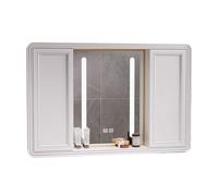 Armoire Salle de Bain Miroir LED Buée Rangement à Plusieurs Niveaux Armoire Murale Wc Porte Coulissante Coins Arrondis Câblage à Prévoir Convient pour Une Installation Au-dessus D'un Lavabo(B,80*13*70