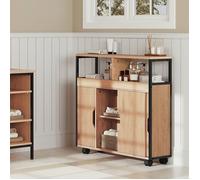 Armoire Salle de Bain Mobile - EUGAD Meuble WC - Chariot avec Portes - 70x20x70cm - Chêne Clair+Noir