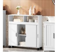 Armoire Salle de Bain Mobile - EUGAD Meuble WC - Chariot avec Portes - 70x20x71,5cm - Blanc
