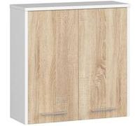 Armoire salle de bains AKORD FIN accr. au mur Blanche 60 cm 2 portes façade Chêne Sonoma 2 étagères 60x22,5x60 cm