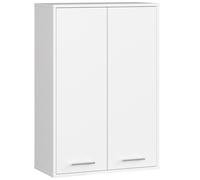 Armoire salle de bains suspendue AKORD FIN Blanche 64 cm 2 portes pleine Blanche 4 étagères 64x30x94 cm