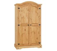 Armoire SALSA penderie pour vêtements style mexicain, avec 2 portes battantes et 1 étagère, en pin massif finition teintée/cirée