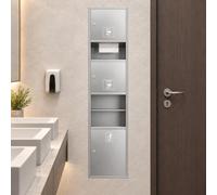 Armoire sanitaire encastrable, distributeur essuie-mains poubelle intégrée | Module mural avec distributeur de papier, compartiment sèche-mains et collecte des déchets pour sanitaires collectifs