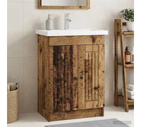 vidaXL Armoire sous évier de Salle de Bain Blanc 78,5 x 37,5 x 81 cm, Meuble de Salle de Bain Moderne, Rangement Pratique, Bois Ingénieré, Design Minimaliste et Fonctionnel