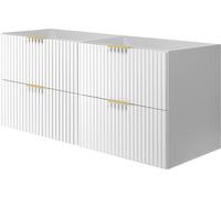 Armoire sous lavabo, blanc mat, 120 (2 x 60) x 57 x 46 cm, poignée argentée, sans plan de travail