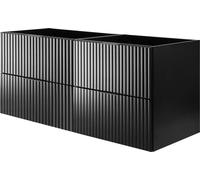 Armoire sous lavabo, blanc mat, 120 (2 x 60) x 57 x 46 cm, poignée argentée, sans plan de travail