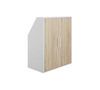 Armoire sous pente 2 portes - Blanc et naturel - ADEZIO